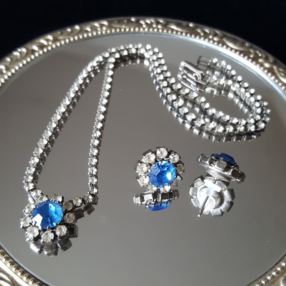 VINTAGE Saphire neclace and earrings - Picture 2 of 3